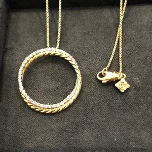 DY Crossover pendant necklace 14k gold w/ diamonds